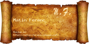 Matin Ferenc névjegykártya